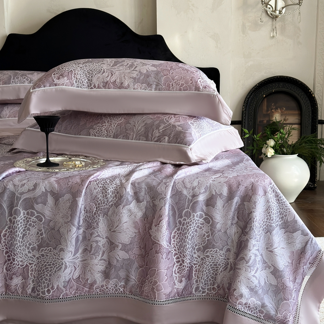 91家纺网 家纺一手货源 找家纺 娇逸家居 2026新款60s天丝数码印花夏被夏凉被空调被四件套 琼枝