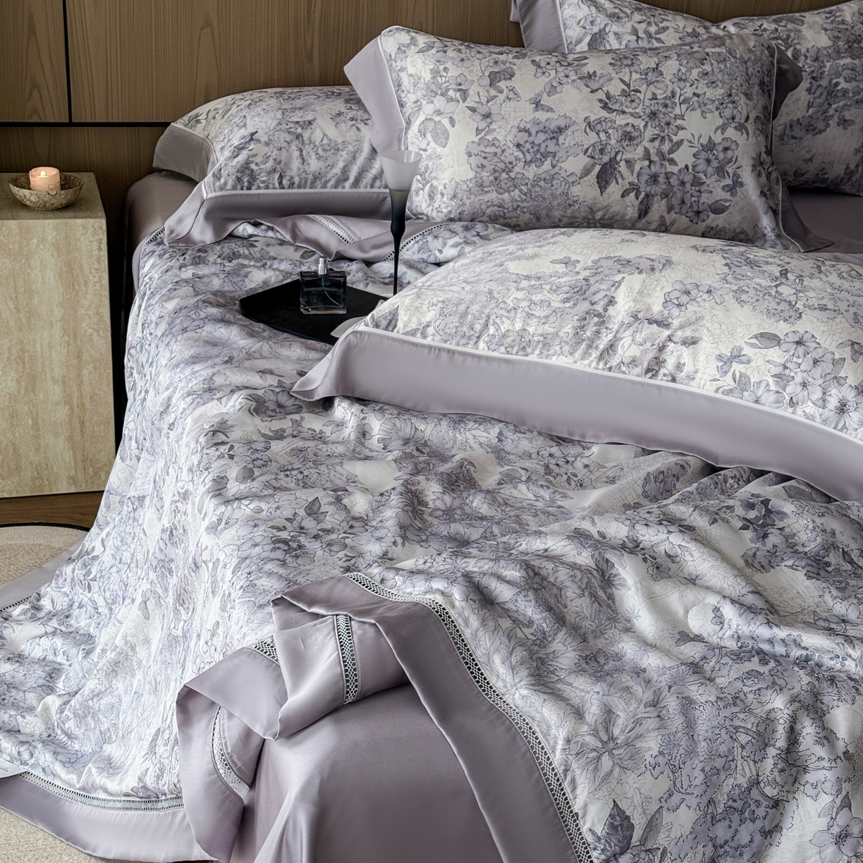 91家纺网 家纺一手货源 找家纺 娇逸家居 2026新款60s天丝数码印花夏被夏凉被空调被四件套 棠莳