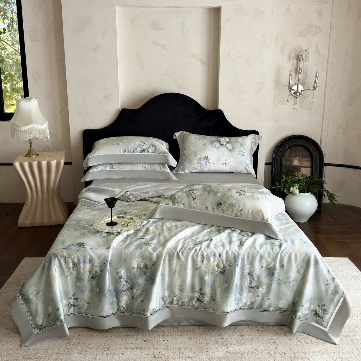 91家纺网 家纺一手货源 找家纺 娇逸家居 2026新款60s天丝数码印花夏被夏凉被空调被四件套 唯依