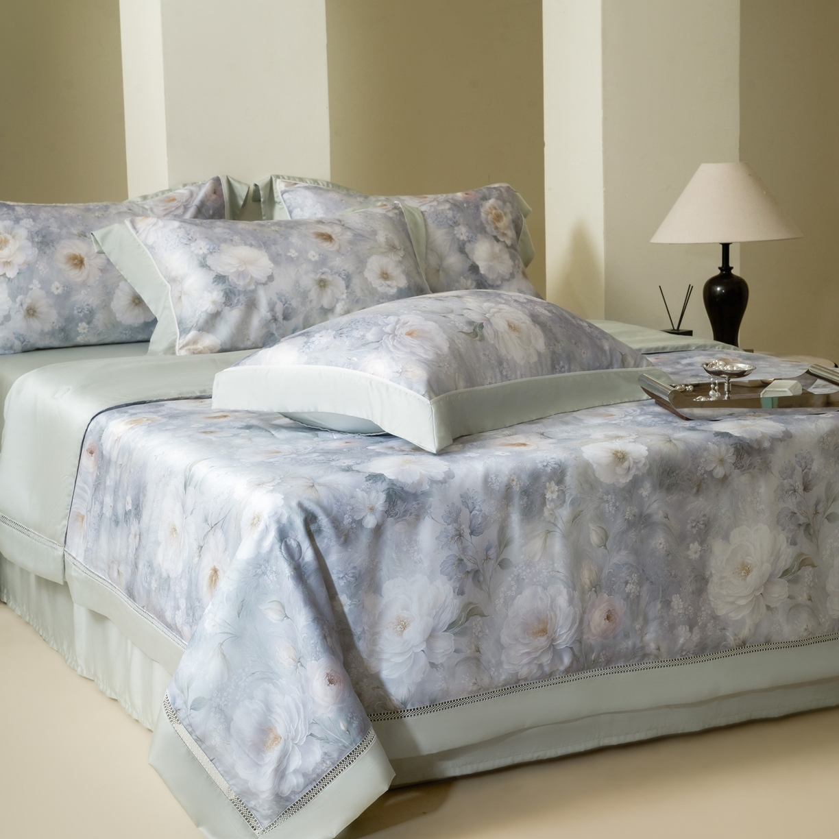 91家纺网 家纺一手货源 找家纺 娇逸家居 2026新款60s天丝数码印花夏被夏凉被空调被四件套 溪然