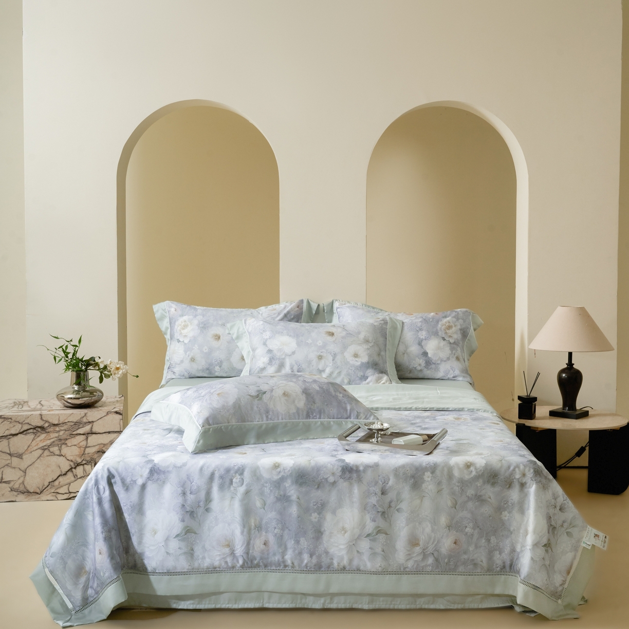 91家纺网 家纺一手货源 找家纺 娇逸家居 2026新款60s天丝数码印花夏被夏凉被空调被四件套 溪然