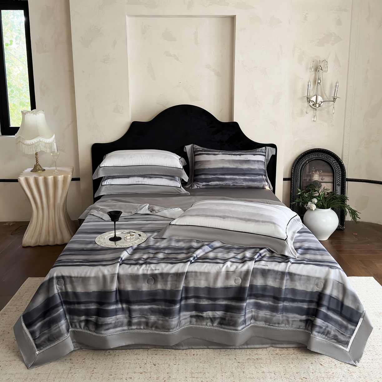 91家纺网 家纺一手货源 找家纺 娇逸家居 2026新款60s天丝数码印花夏被夏凉被空调被四件套 至朴