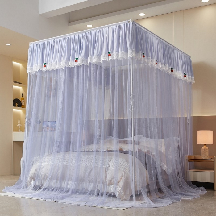 91家纺网 家纺一手货源 找家纺 （总）雪姿家纺 2026新款刺绣花边落地宫廷外穿杆蚊帐-落地樱桃