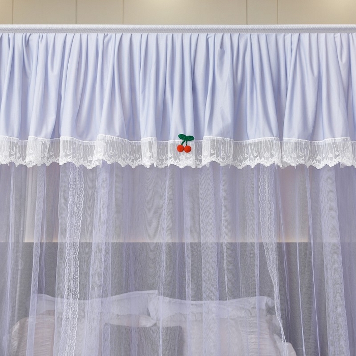 91家纺网 家纺一手货源 找家纺 （总）雪姿家纺 2026新款刺绣花边落地宫廷外穿杆蚊帐-落地樱桃