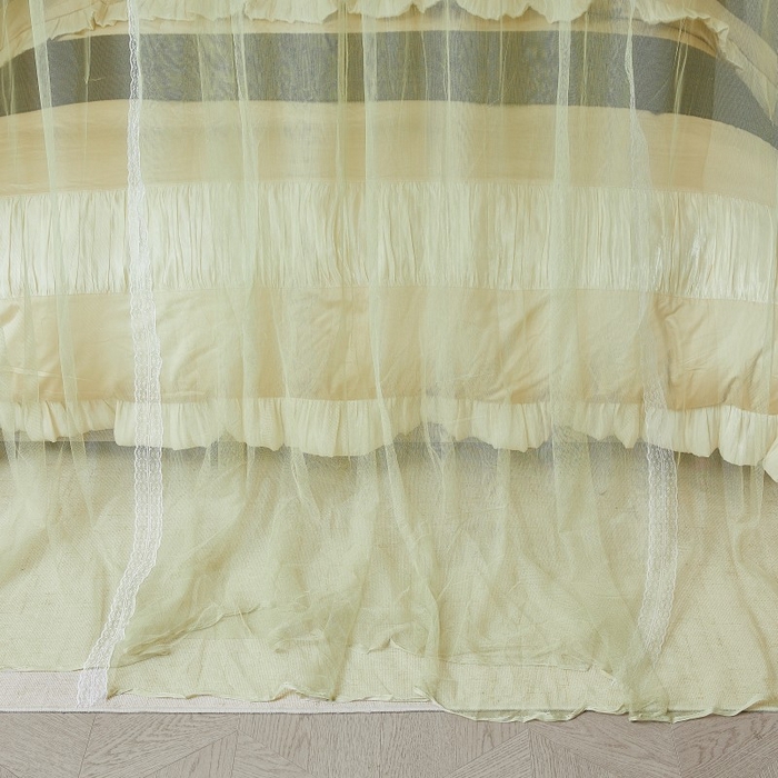 91家纺网 家纺一手货源 找家纺 雪姿家纺 2026新款刺绣花边落地宫廷外穿杆蚊帐-落地樱桃 刺绣花边樱桃-清爽茶绿