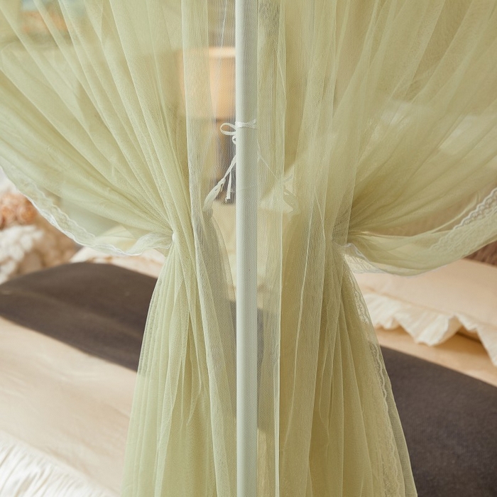 91家纺网 家纺一手货源 找家纺 雪姿家纺 2026新款刺绣花边落地宫廷外穿杆蚊帐-落地樱桃 刺绣花边樱桃-清爽茶绿