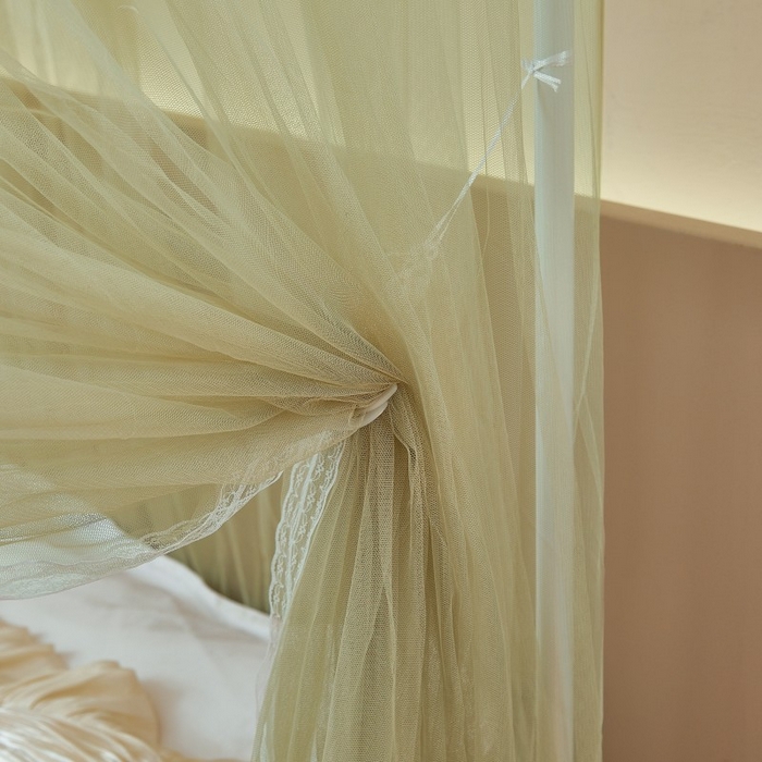 91家纺网 家纺一手货源 找家纺 雪姿家纺 2026新款刺绣花边落地宫廷外穿杆蚊帐-落地樱桃 刺绣花边樱桃-清爽茶绿