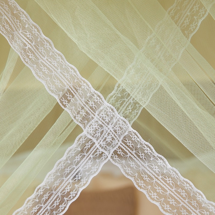 91家纺网 家纺一手货源 找家纺 雪姿家纺 2026新款刺绣花边落地宫廷外穿杆蚊帐-落地樱桃 刺绣花边樱桃-清爽茶绿