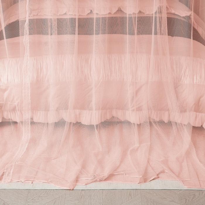 91家纺网 家纺一手货源 找家纺 雪姿家纺 2026新款刺绣花边落地宫廷外穿杆蚊帐-落地樱桃 刺绣花边樱桃-温馨粉玉