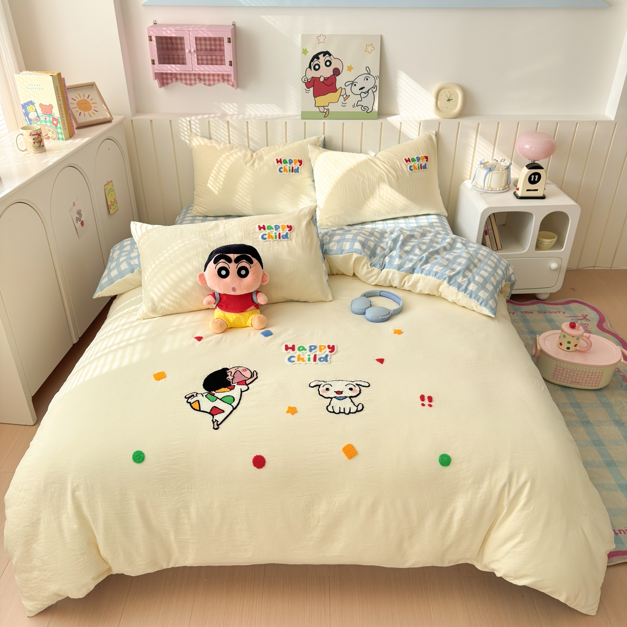 91家纺网 家纺一手货源 找家纺 （总）欣宜家纺 2026新款云朵棉毛巾绣床上四件套卡通被套床单学生宿舍三件套