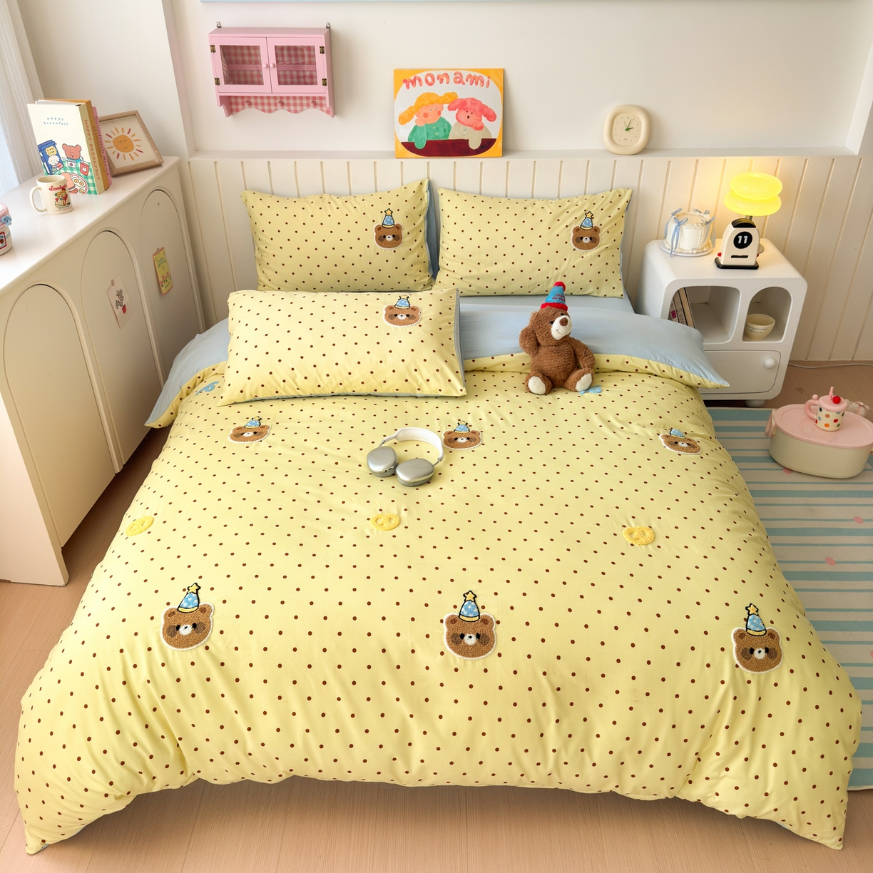 91家纺网 家纺一手货源 找家纺 （总）欣宜家纺 2026新款云朵棉毛巾绣床上四件套卡通被套床单学生宿舍三件套