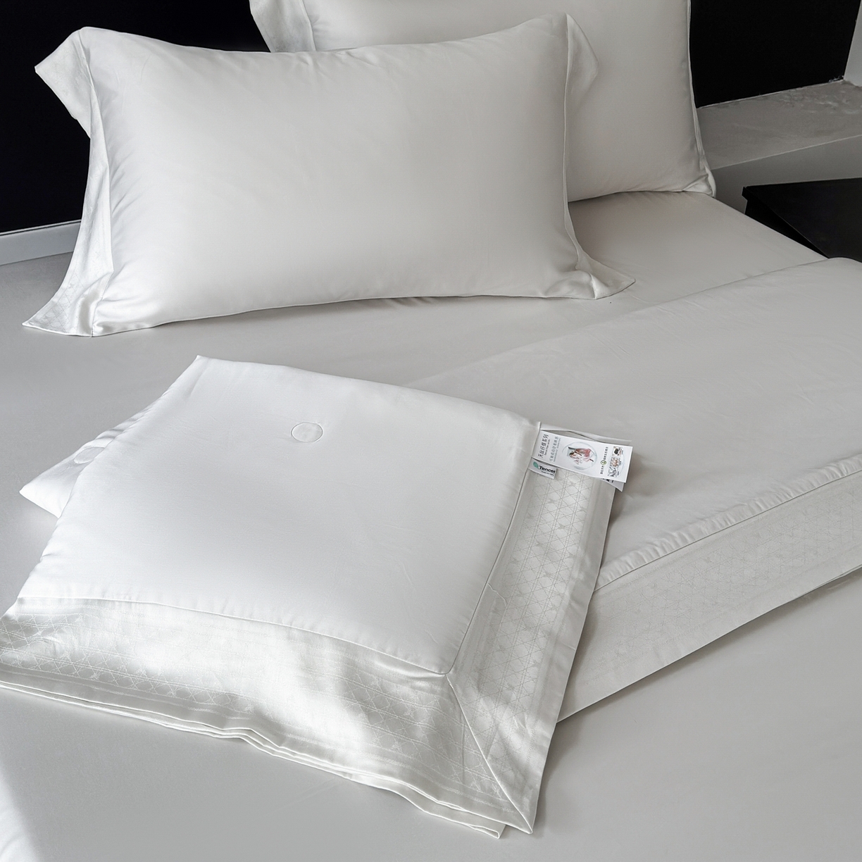 娇逸家居 2026新款60天丝素色金丝提花拼边款夏被夏凉被空调被四件套-芙莉 奶酪