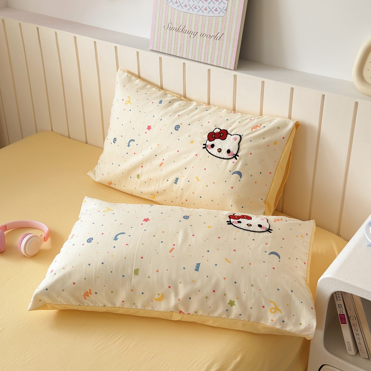 91家纺网 家纺一手货源 找家纺 欣宜家纺 2026新款云朵棉毛巾绣床上四件套卡通被套床单学生宿舍三件套 木马猫