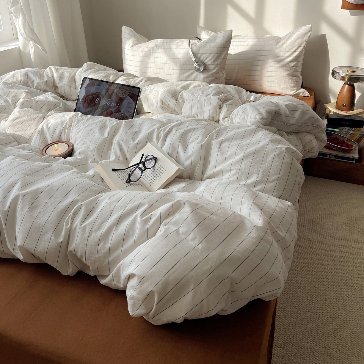 91家纺网 家纺一手货源 找家纺 （总）XIWEN-希文家纺 2026春夏新款40支全棉纯棉色织水洗棉四件套