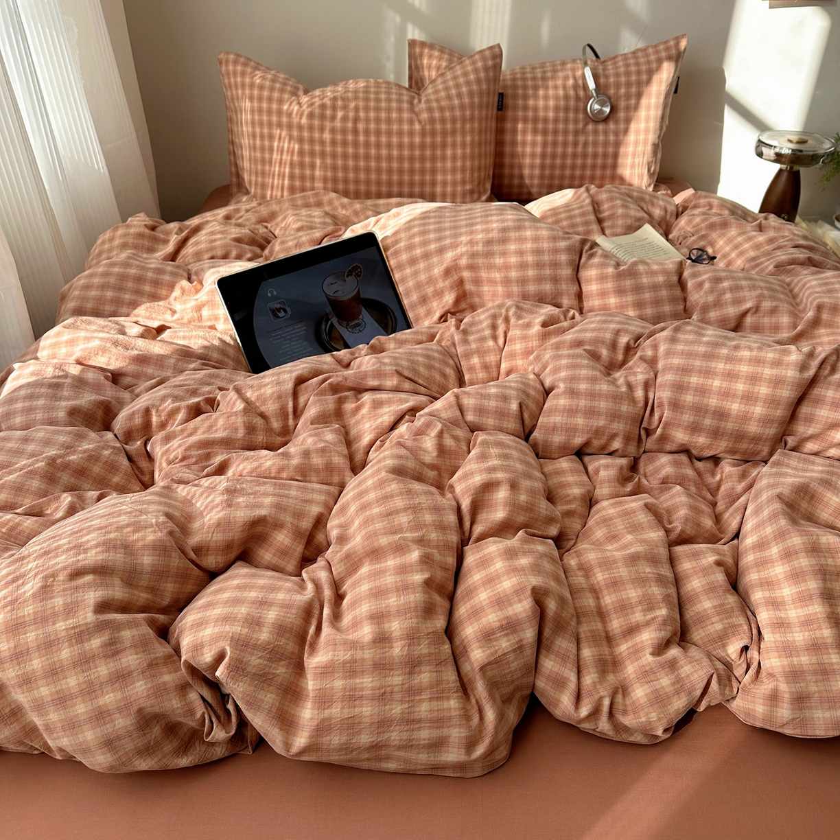 91家纺网 家纺一手货源 找家纺 （总）XIWEN-希文家纺 2026春夏新款40支全棉纯棉色织水洗棉四件套