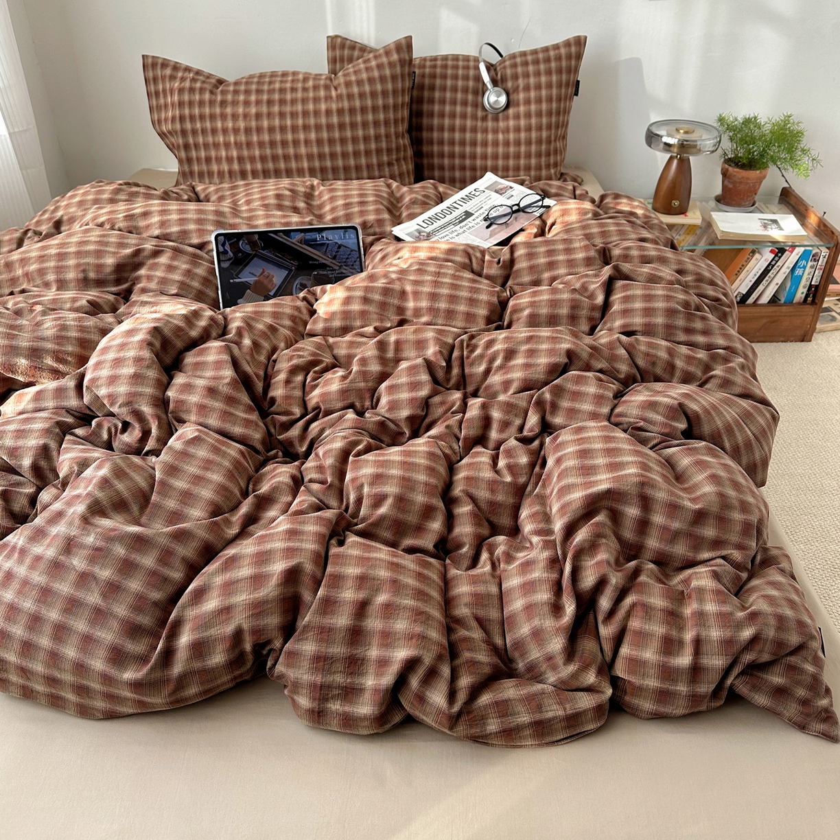 91家纺网 家纺一手货源 找家纺 （总）XIWEN-希文家纺 2026春夏新款40支全棉纯棉色织水洗棉四件套