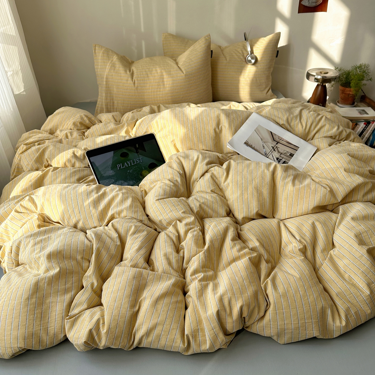 91家纺网 家纺一手货源 找家纺 （总）XIWEN-希文家纺 2026春夏新款40支全棉纯棉色织水洗棉四件套