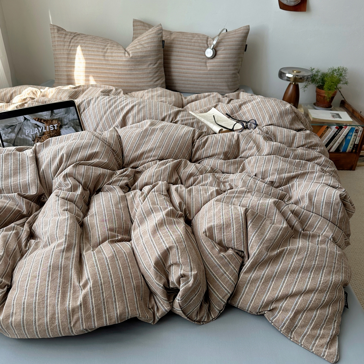 91家纺网 家纺一手货源 找家纺 （总）XIWEN-希文家纺 2026春夏新款40支全棉纯棉色织水洗棉四件套