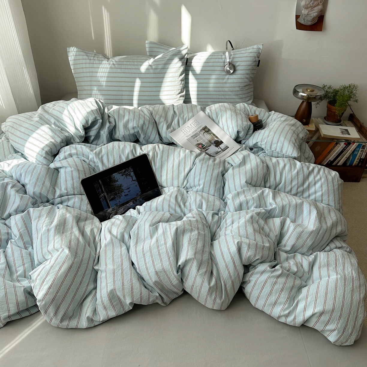 91家纺网 家纺一手货源 找家纺 （总）XIWEN-希文家纺 2026春夏新款40支全棉纯棉色织水洗棉四件套