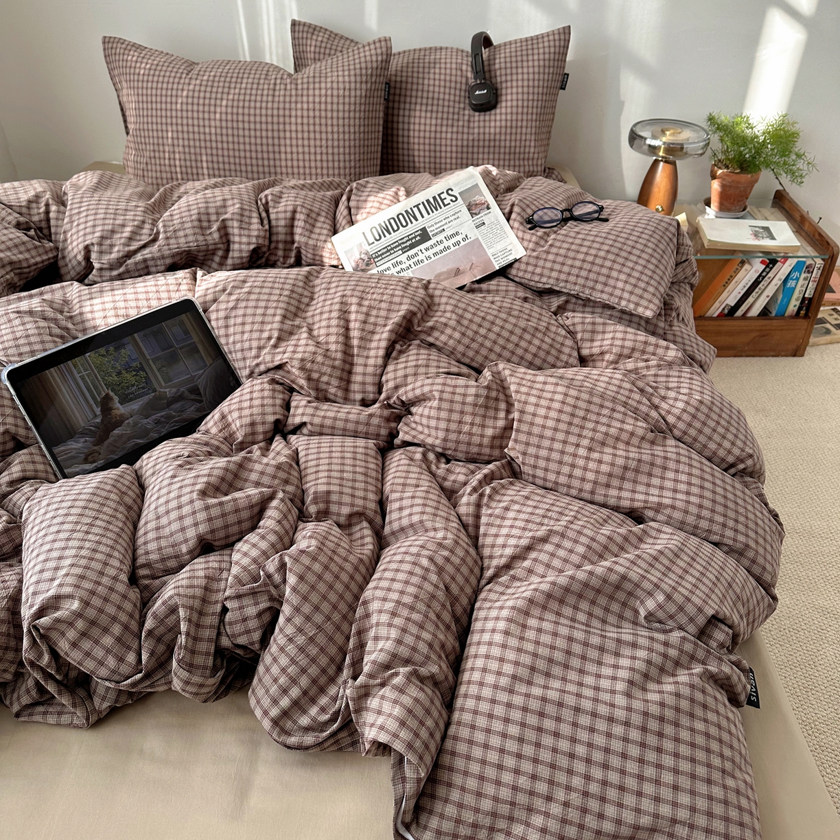 91家纺网 家纺一手货源 找家纺 （总）XIWEN-希文家纺 2026春夏新款40支全棉纯棉色织水洗棉四件套