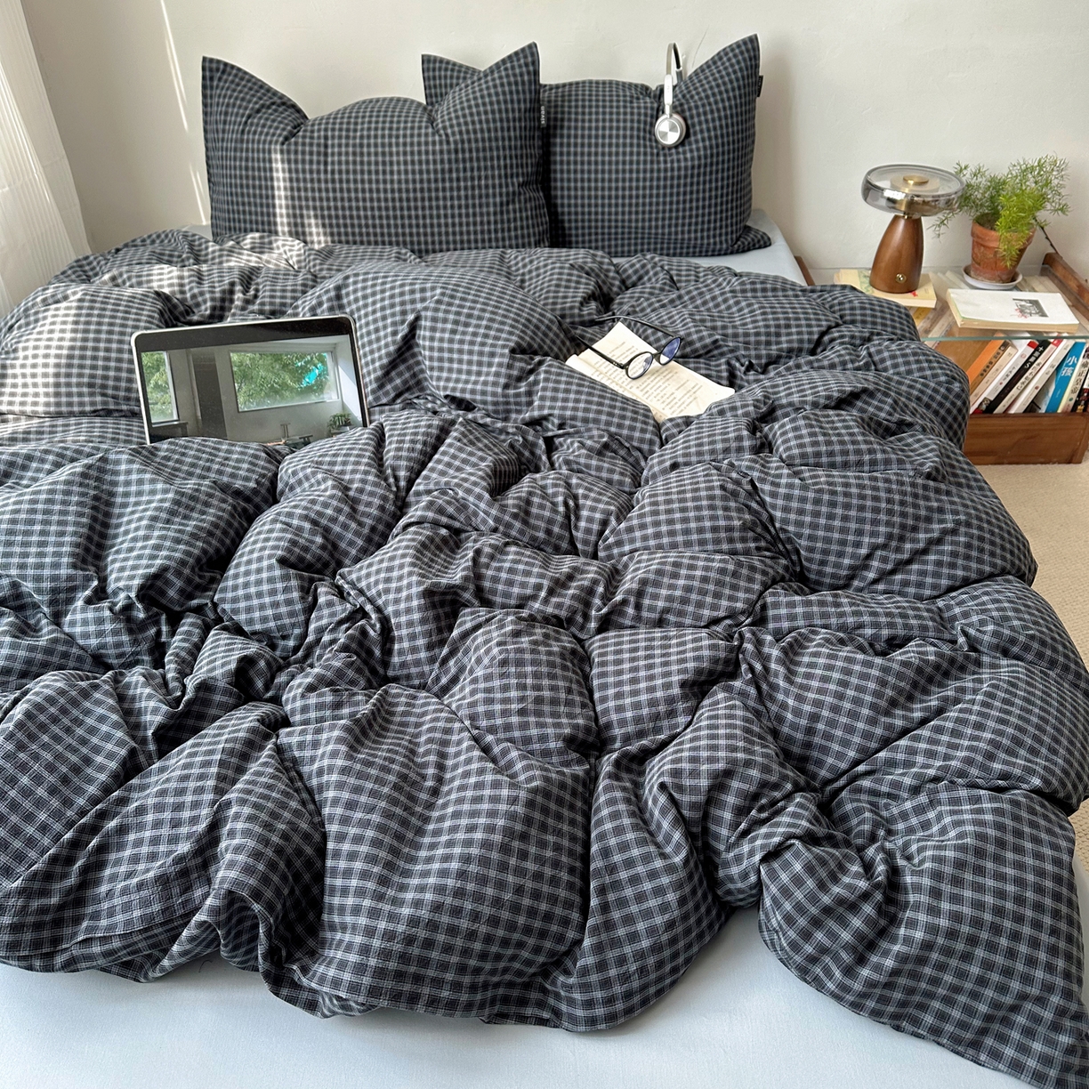 91家纺网 家纺一手货源 找家纺 （总）XIWEN-希文家纺 2026春夏新款40支全棉纯棉色织水洗棉四件套