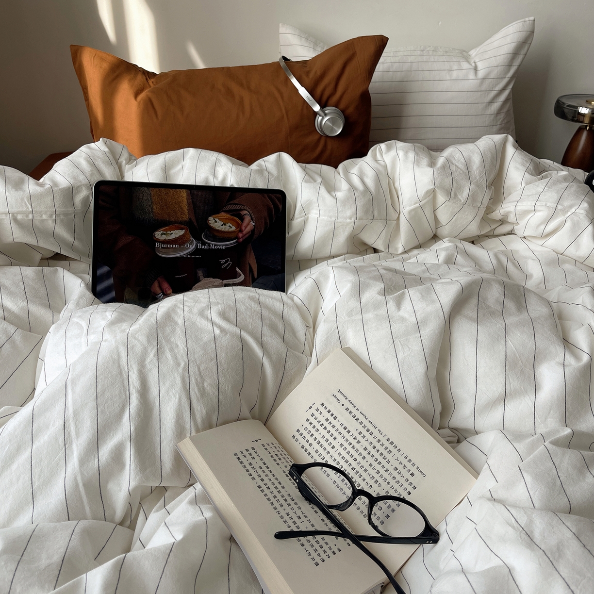 91家纺网 家纺一手货源 找家纺 XIWEN-希文家纺 2026春夏新款40支全棉纯棉色织水洗棉四件套 北川-白