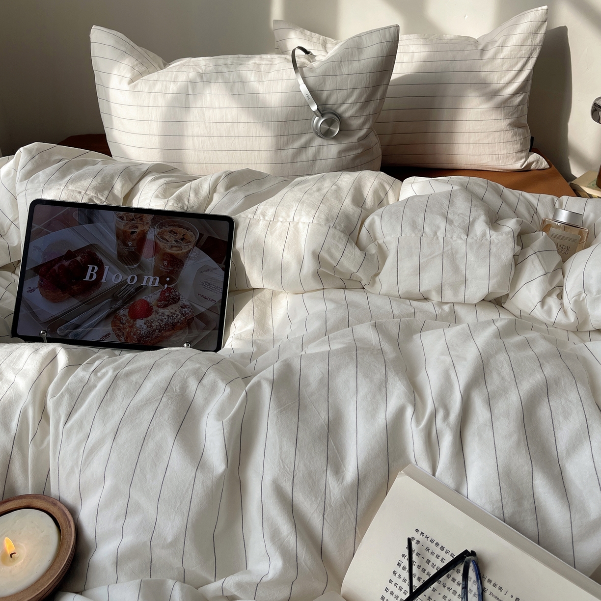 91家纺网 家纺一手货源 找家纺 XIWEN-希文家纺 2026春夏新款40支全棉纯棉色织水洗棉四件套 北川-白