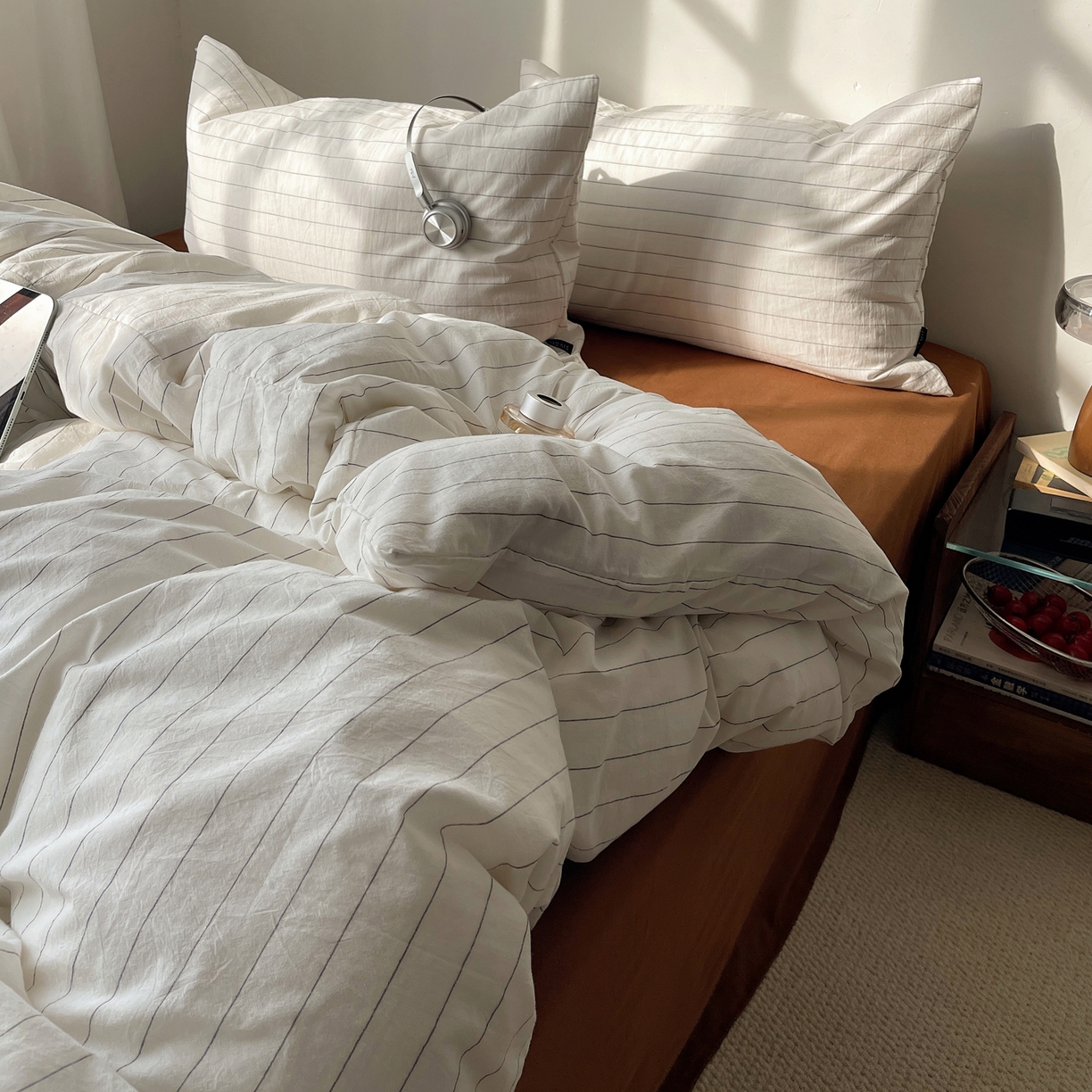 91家纺网 家纺一手货源 找家纺 XIWEN-希文家纺 2026春夏新款40支全棉纯棉色织水洗棉四件套 北川-白