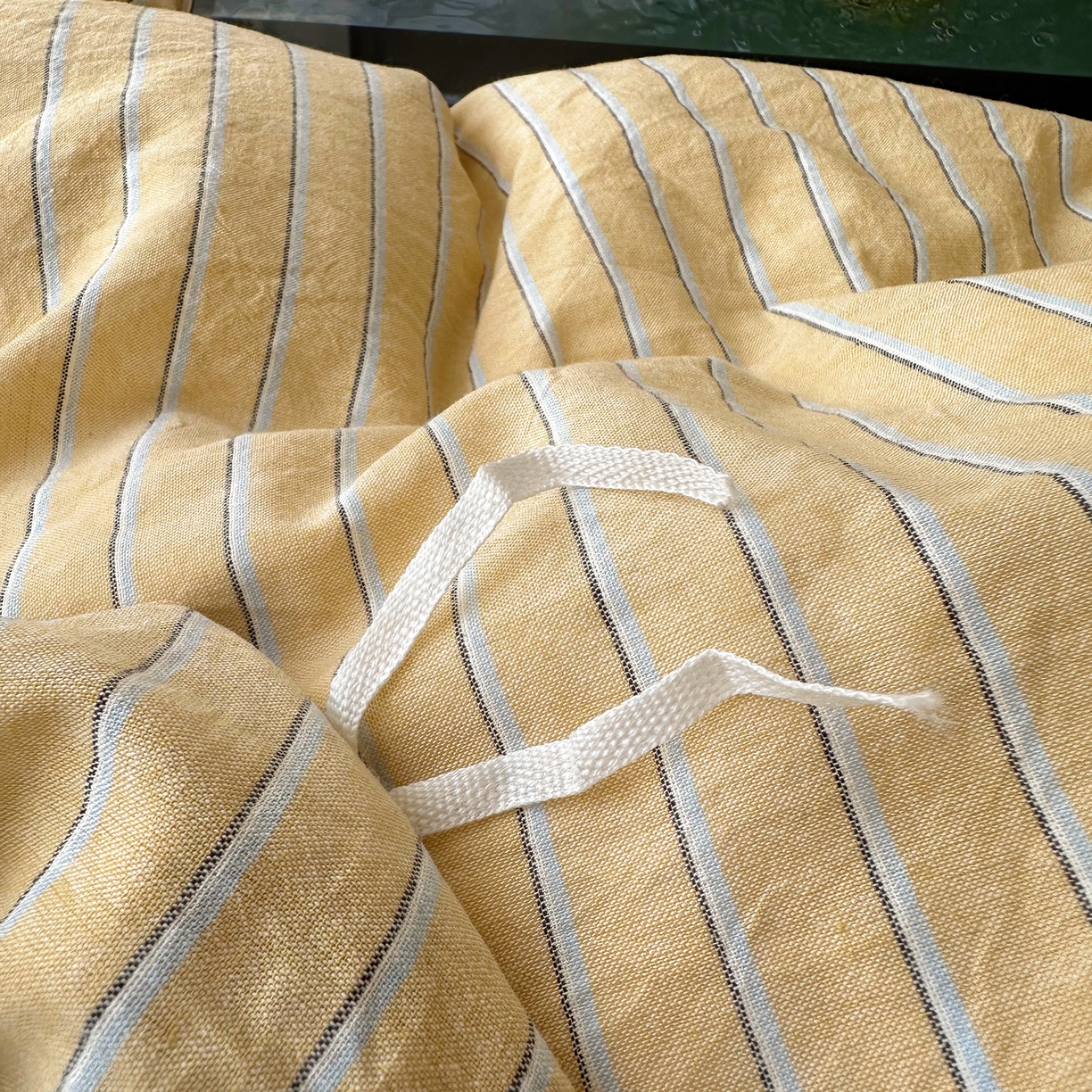 91家纺网 家纺一手货源 找家纺 XIWEN-希文家纺 2026春夏新款40支全棉纯棉色织水洗棉四件套 海盐条-黄