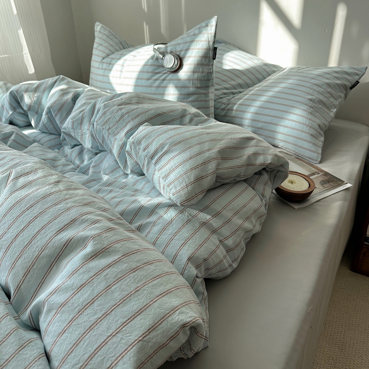 91家纺网 家纺一手货源 找家纺 XIWEN-希文家纺 2026春夏新款40支全棉纯棉色织水洗棉四件套 赫本-兰