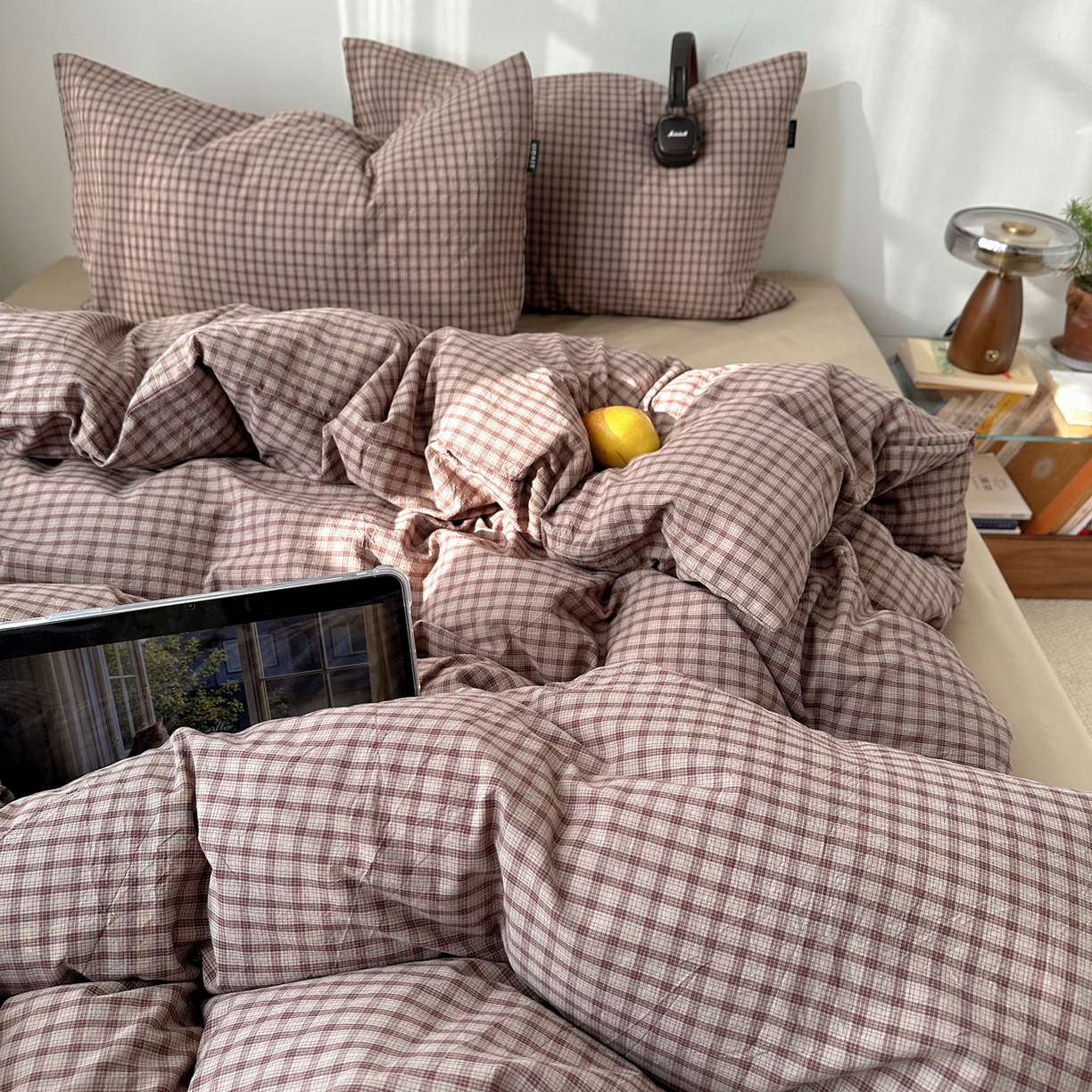 91家纺网 家纺一手货源 找家纺 XIWEN-希文家纺 2026春夏新款40支全棉纯棉色织水洗棉四件套 空野-咖