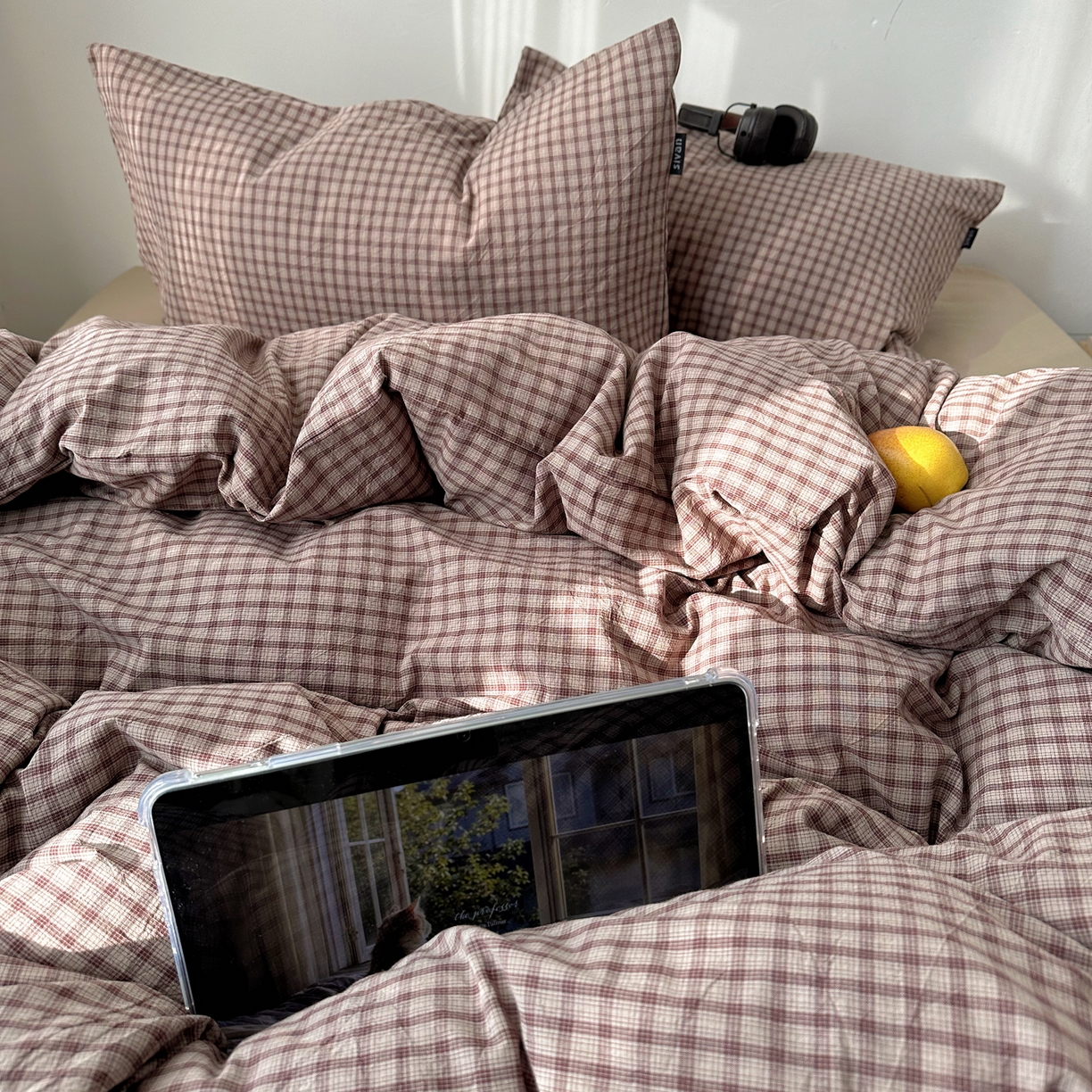 91家纺网 家纺一手货源 找家纺 XIWEN-希文家纺 2026春夏新款40支全棉纯棉色织水洗棉四件套 空野-咖