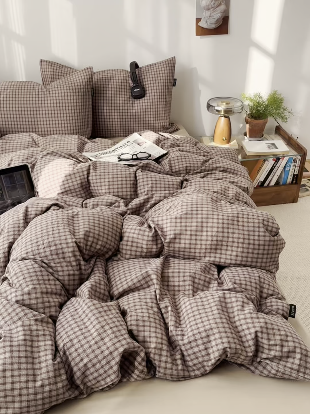 91家纺网 家纺一手货源 找家纺 XIWEN-希文家纺 2026春夏新款40支全棉纯棉色织水洗棉四件套 空野-咖