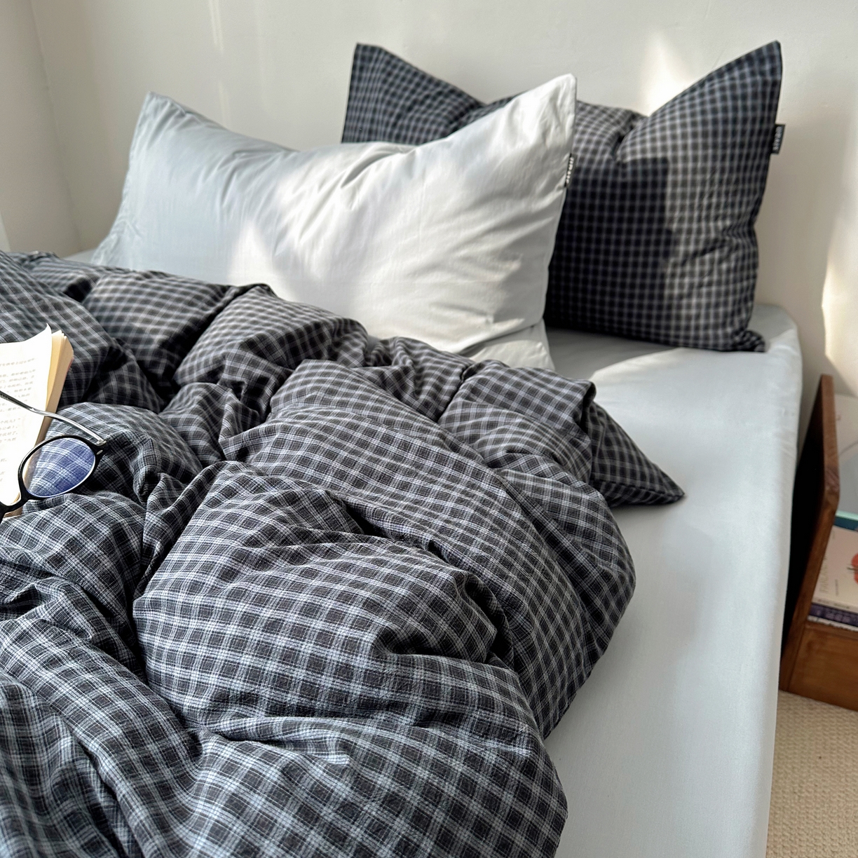 91家纺网 家纺一手货源 找家纺 XIWEN-希文家纺 2026春夏新款40支全棉纯棉色织水洗棉四件套 空野-兰