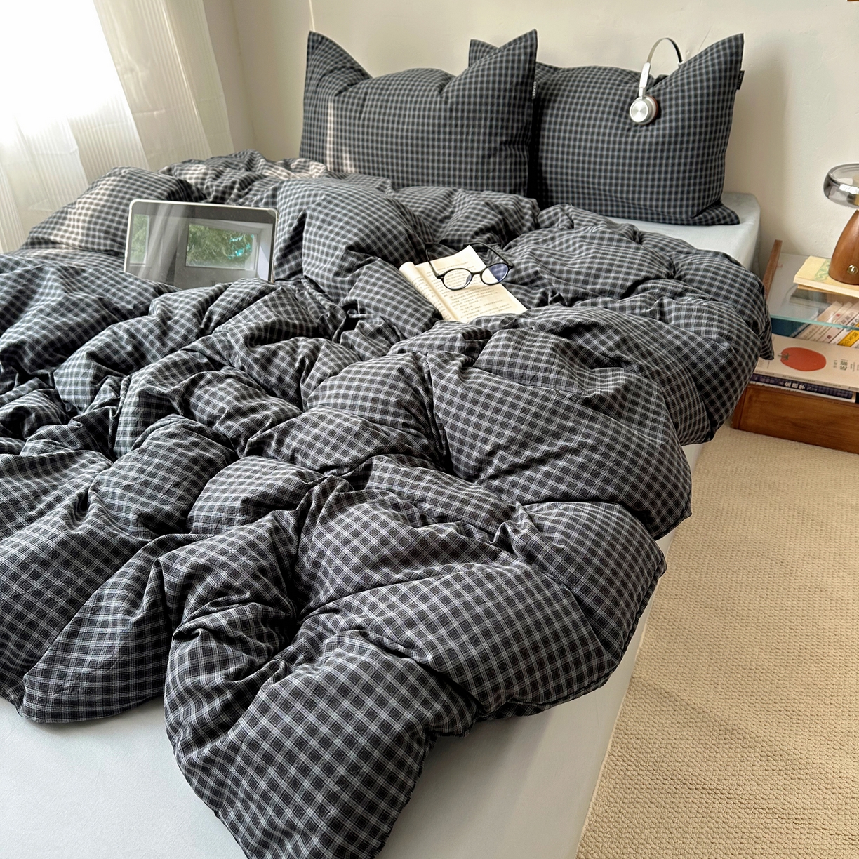 91家纺网 家纺一手货源 找家纺 XIWEN-希文家纺 2026春夏新款40支全棉纯棉色织水洗棉四件套 空野-兰