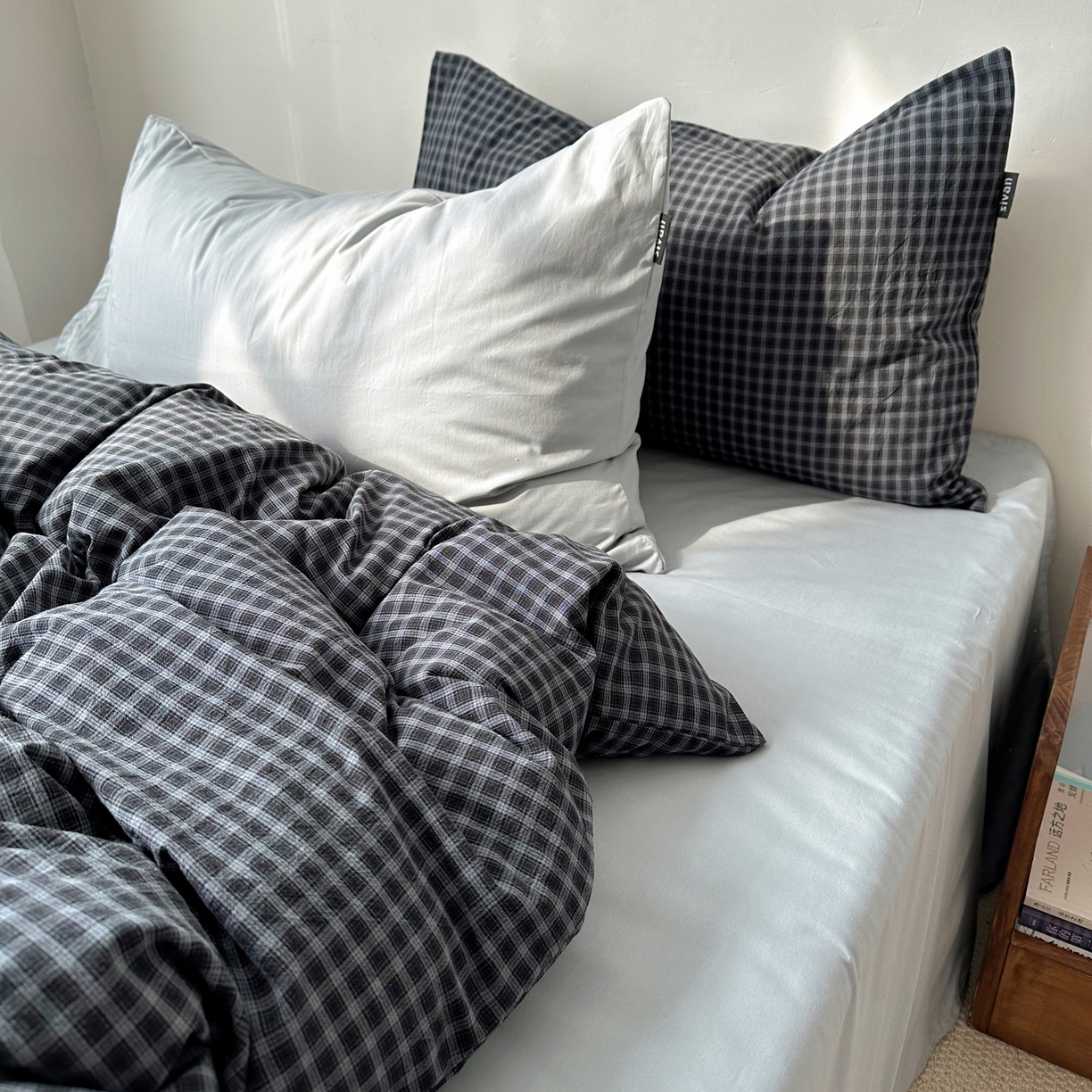 91家纺网 家纺一手货源 找家纺 XIWEN-希文家纺 2026春夏新款40支全棉纯棉色织水洗棉四件套 空野-兰