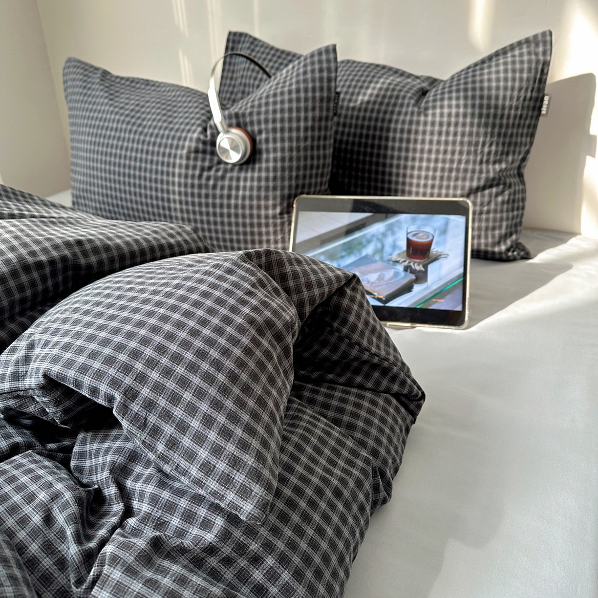 91家纺网 家纺一手货源 找家纺 XIWEN-希文家纺 2026春夏新款40支全棉纯棉色织水洗棉四件套 空野-兰