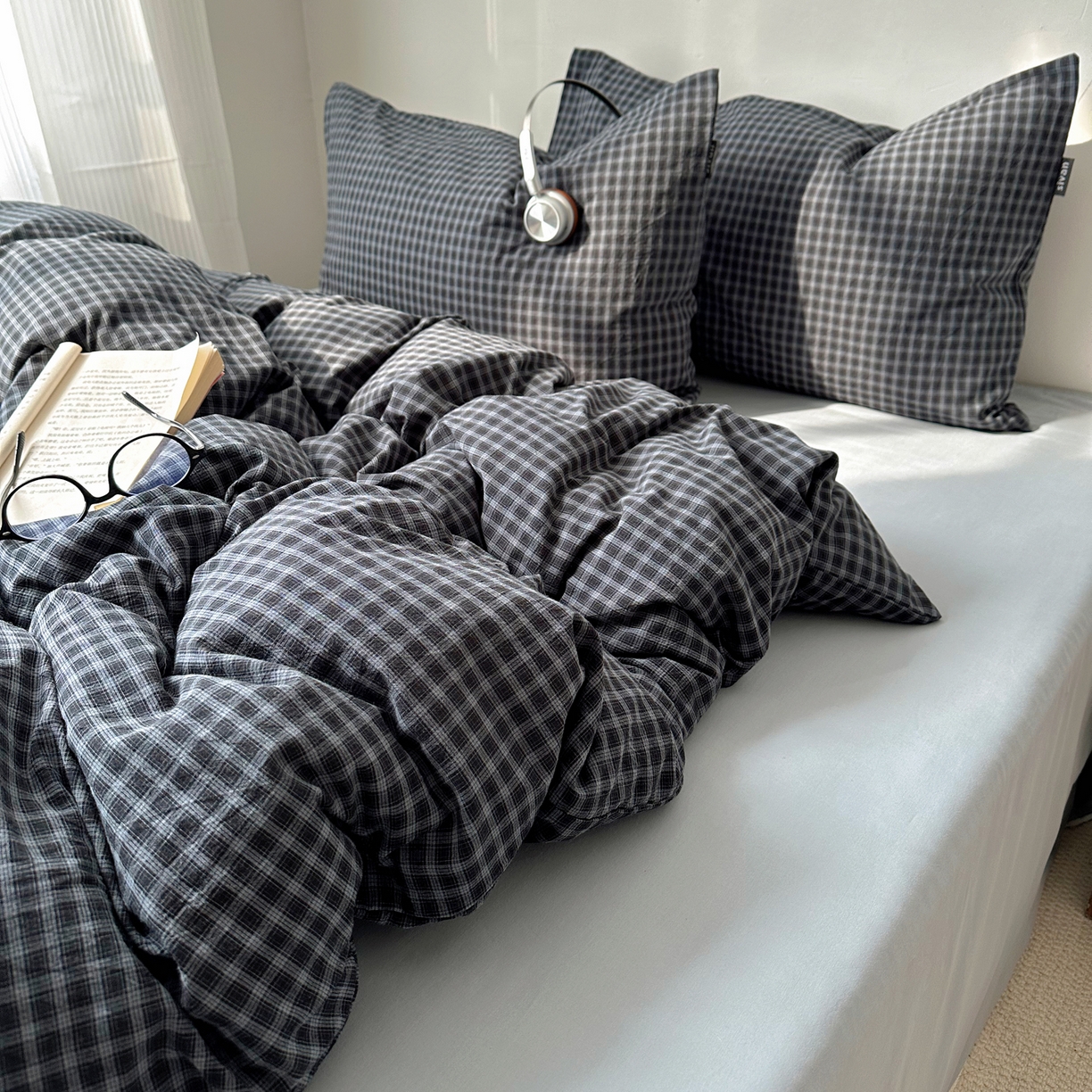 91家纺网 家纺一手货源 找家纺 XIWEN-希文家纺 2026春夏新款40支全棉纯棉色织水洗棉四件套 空野-兰