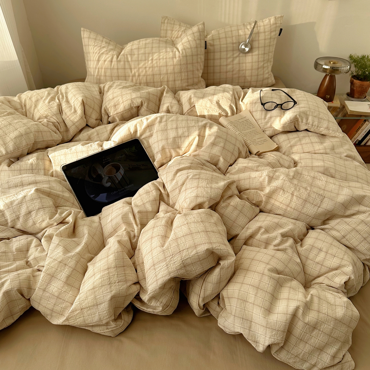 XIWEN-希文家纺 2026春夏新款40支全棉纯棉色织水洗棉四件套 曼光-米