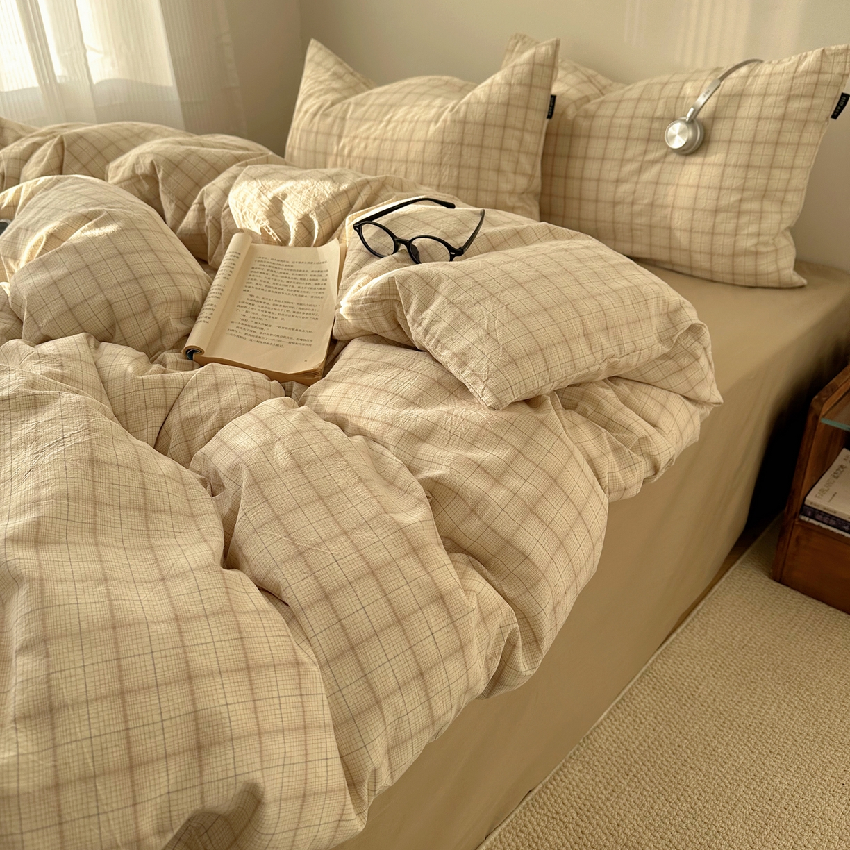 91家纺网 家纺一手货源 找家纺 XIWEN-希文家纺 2026春夏新款40支全棉纯棉色织水洗棉四件套 曼光-米