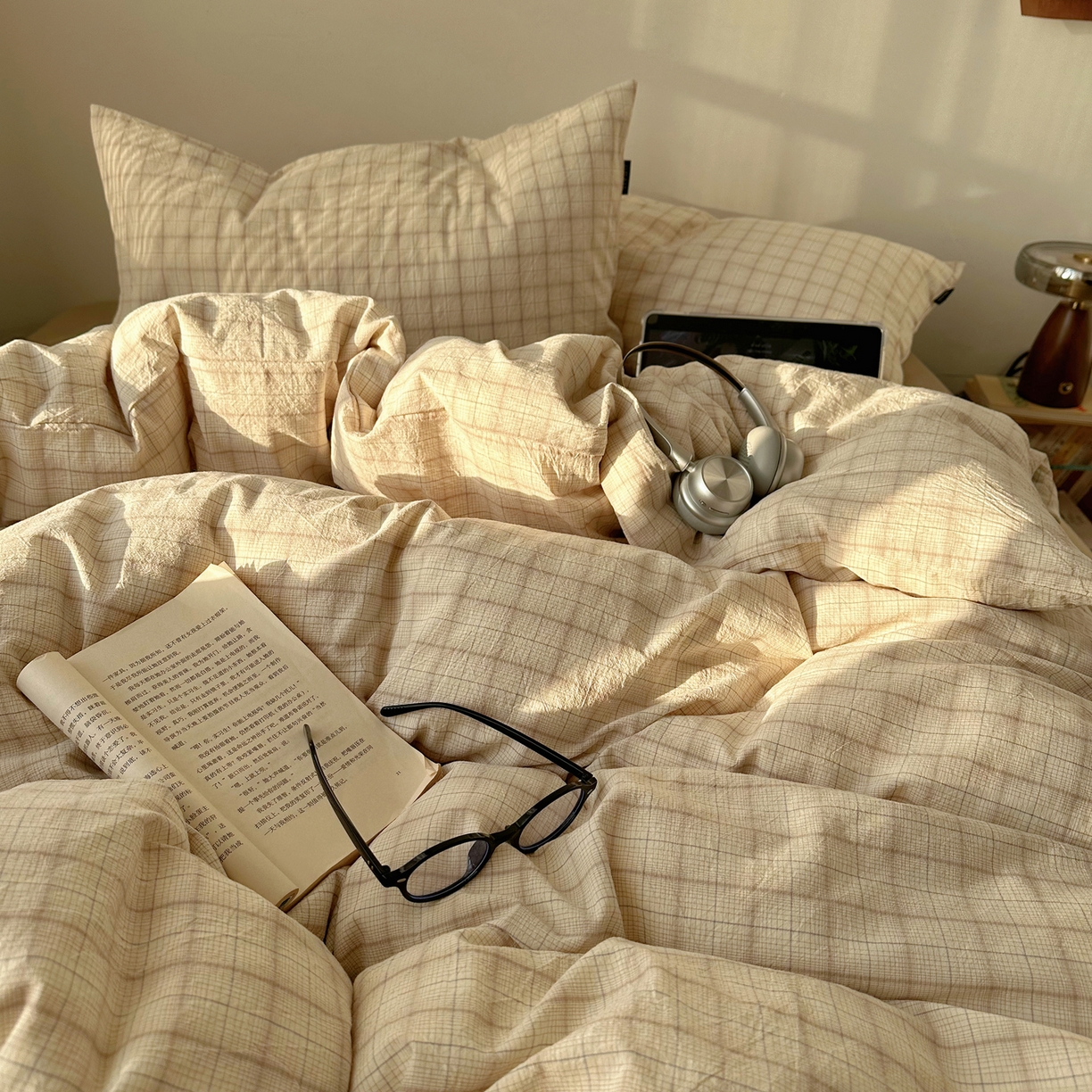 91家纺网 家纺一手货源 找家纺 XIWEN-希文家纺 2026春夏新款40支全棉纯棉色织水洗棉四件套 曼光-米