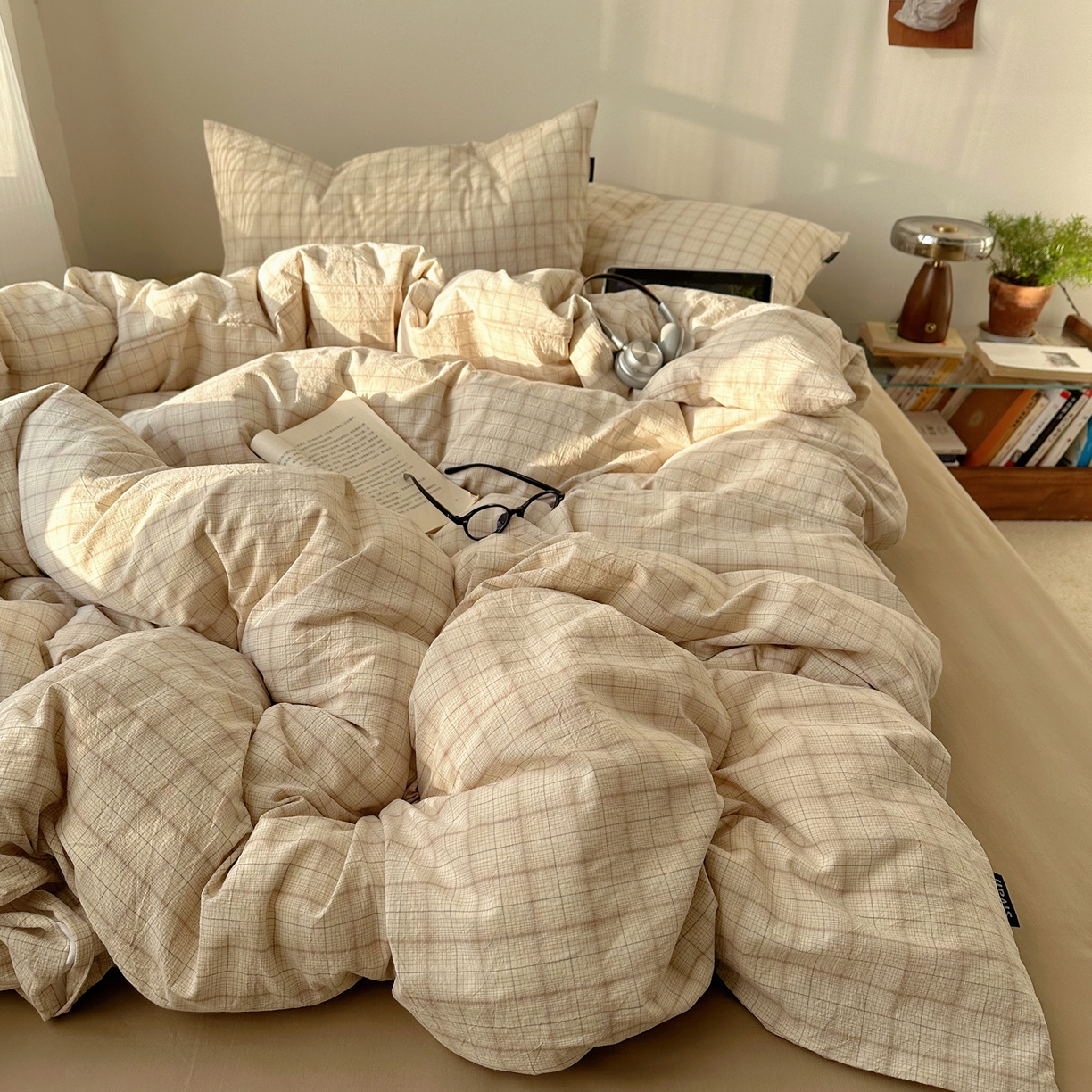 91家纺网 家纺一手货源 找家纺 XIWEN-希文家纺 2026春夏新款40支全棉纯棉色织水洗棉四件套 曼光-米