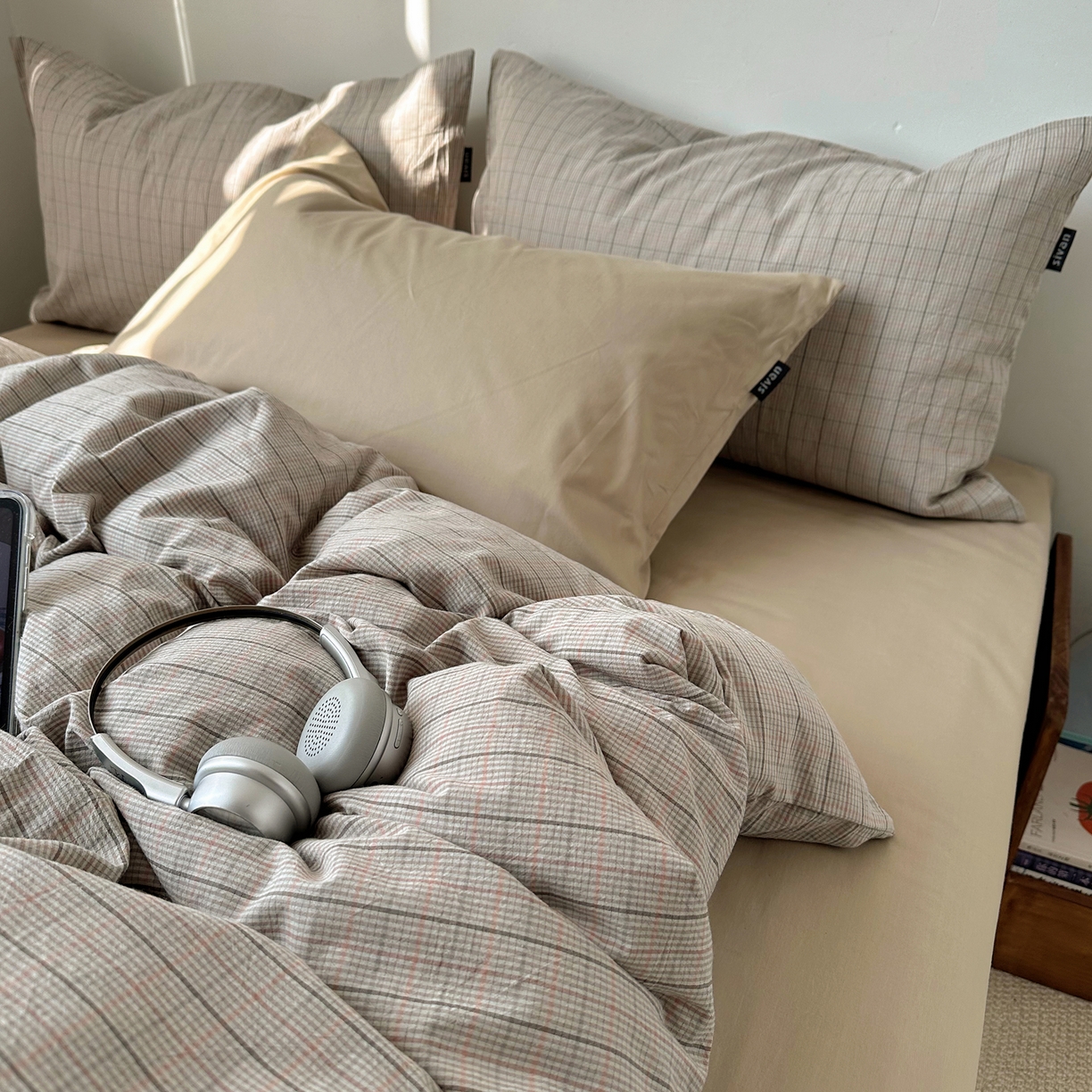 91家纺网 家纺一手货源 找家纺 XIWEN-希文家纺 2026春夏新款40支全棉纯棉色织水洗棉四件套 云岫-灰