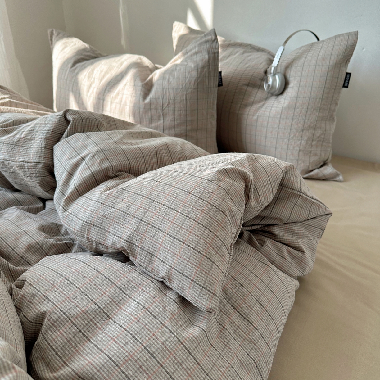 91家纺网 家纺一手货源 找家纺 XIWEN-希文家纺 2026春夏新款40支全棉纯棉色织水洗棉四件套 云岫-灰