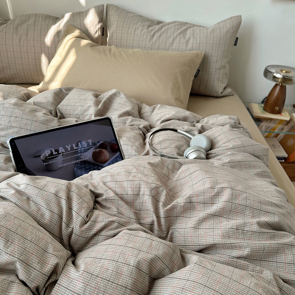 91家纺网 家纺一手货源 找家纺 XIWEN-希文家纺 2026春夏新款40支全棉纯棉色织水洗棉四件套 云岫-灰