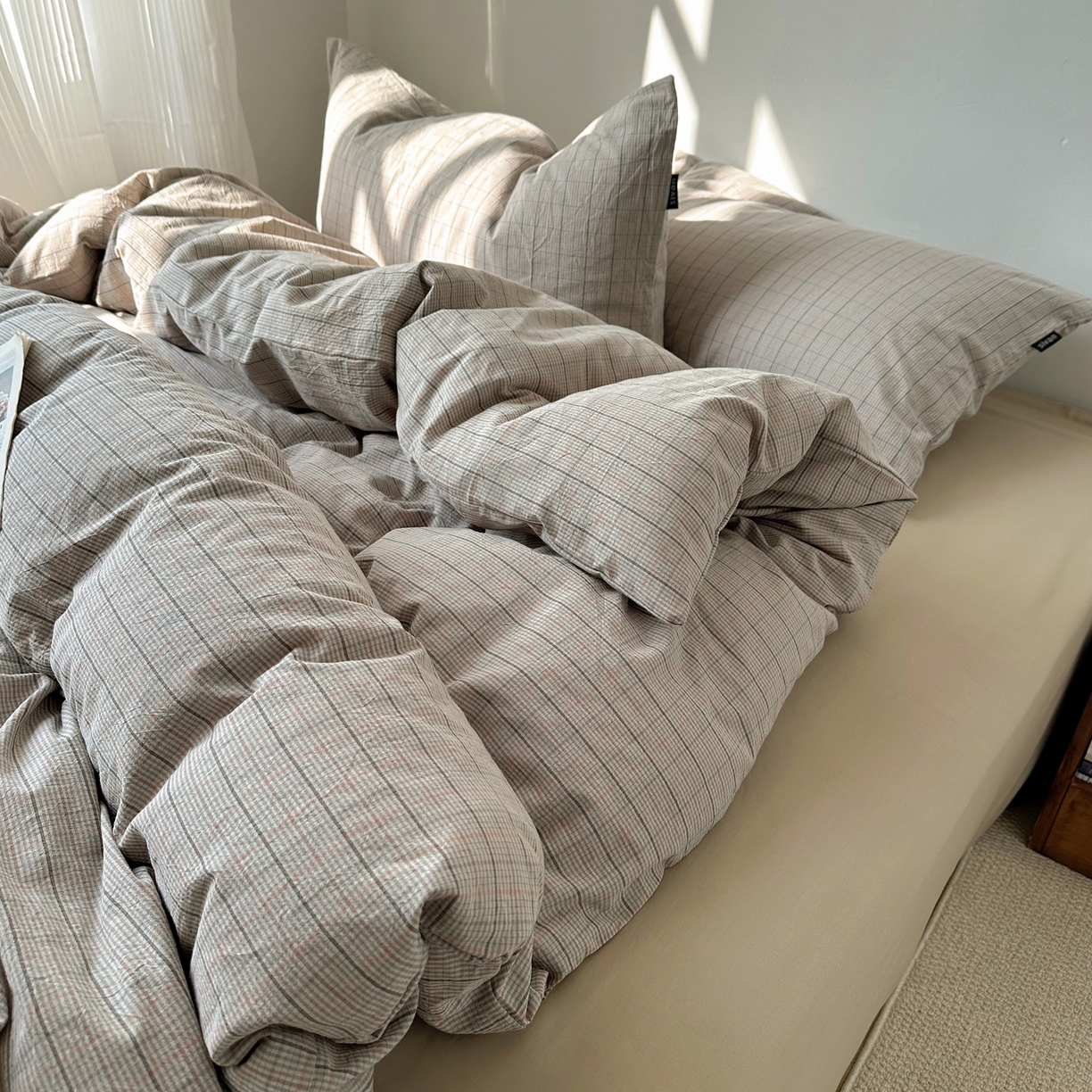 91家纺网 家纺一手货源 找家纺 XIWEN-希文家纺 2026春夏新款40支全棉纯棉色织水洗棉四件套 云岫-灰