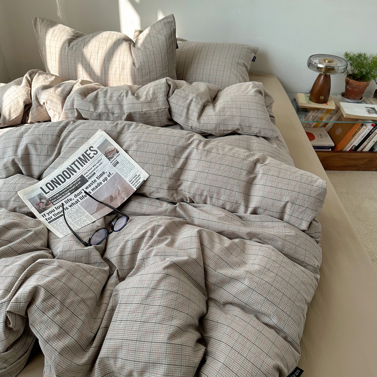 91家纺网 家纺一手货源 找家纺 XIWEN-希文家纺 2026春夏新款40支全棉纯棉色织水洗棉四件套 云岫-灰