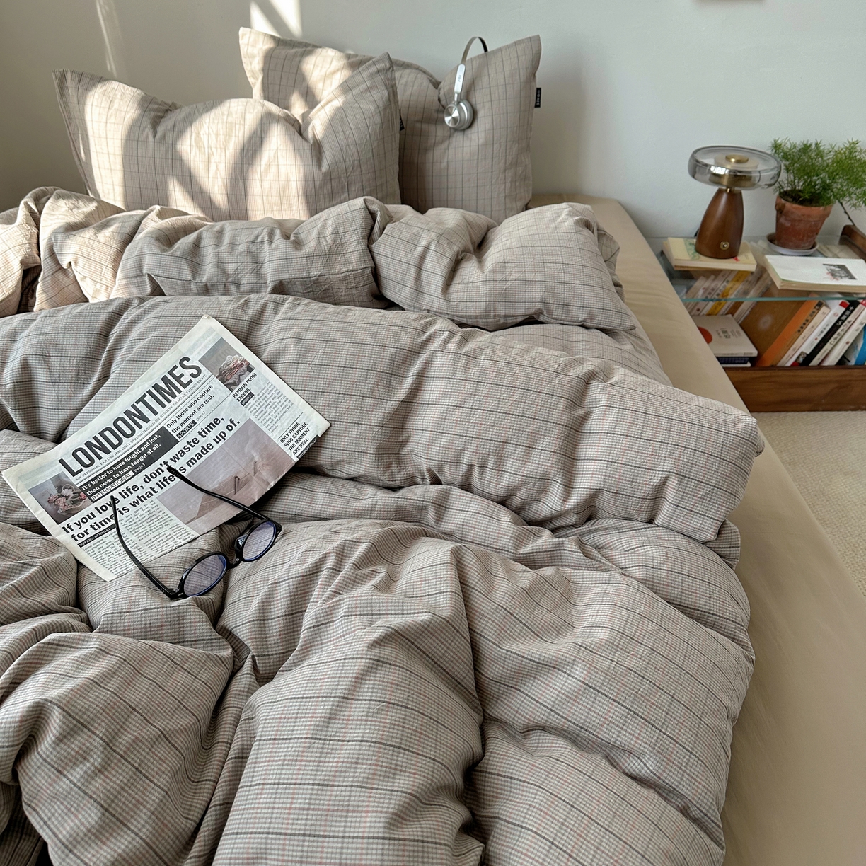 91家纺网 家纺一手货源 找家纺 XIWEN-希文家纺 2026春夏新款40支全棉纯棉色织水洗棉四件套 云岫-灰