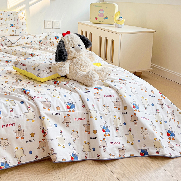 91家纺网 家纺一手货源 找家纺 十九色 2026新款宝宝幼儿园小被子儿童夏凉被夏季夏被空调被 你好鸭