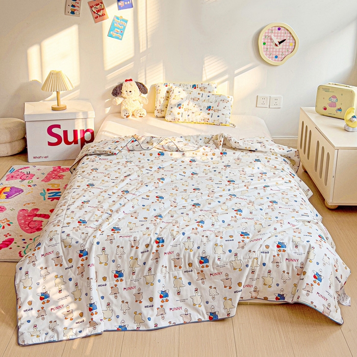 91家纺网 家纺一手货源 找家纺 十九色 2026新款宝宝幼儿园小被子儿童夏凉被夏季夏被空调被 你好鸭